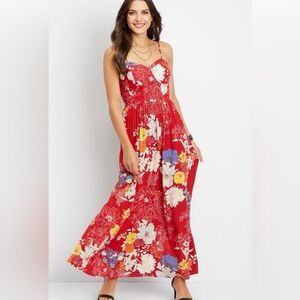 Maurices Red Floral Maxi Skirt